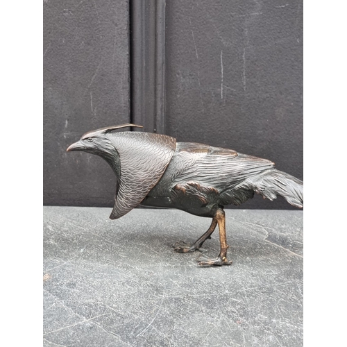 1530 - A pair of Japanese bronze pheasants, 28.5cm wide.