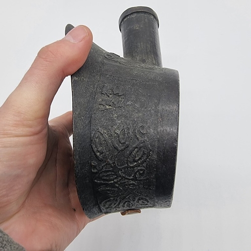 1532 - A Chinese Archaistic style bronze Rhinoceros ritualistic wine vessel, 29.5cm long; together with a C... 