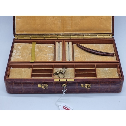 1440 - A crocodile jewellery case, inscribed 'John Bagshaw & Sons, Liverpool', 39cm wide.... 
