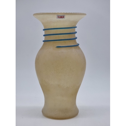1482 - A large Murano 'Scavo' glass vase, probably Seguso, indistinctly signed to base, 41cm high.... 