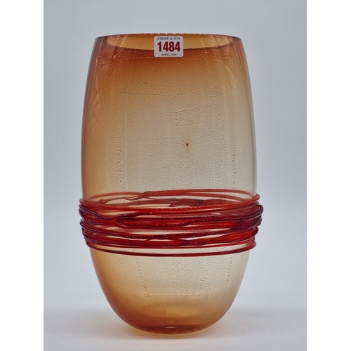 1484 - A large Murano gilt glass vase, indistinctly signed 'D Moretti...', 34.5cm high.