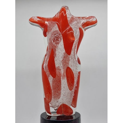 1496 - A large Murano glass female torso sculpture, by Sergio Rossi, signed, 59cm high.