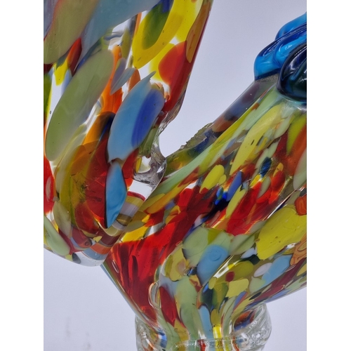 1499 - A Murano style coloured glass cockerel, 41.5cm high.