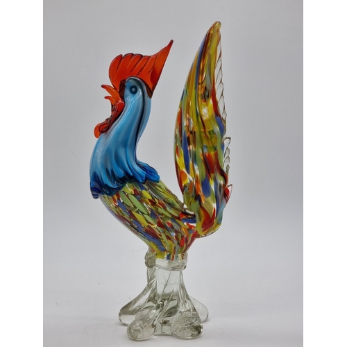 1499 - A Murano style coloured glass cockerel, 41.5cm high.