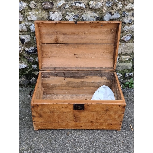 1113 - A Victorian pine dome top trunk, 71cm wide.