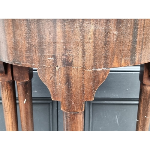 1131 - A small reproduction demi-lune tea table, with single gateleg, 45cm wide.