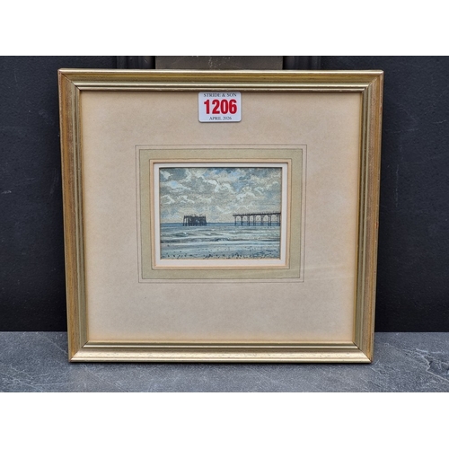 1206 - Peter Iden, &lsquo;Bognor Pier&rsquo;, signed and dated '86, titled on label verso, watercolour, 7 x... 
