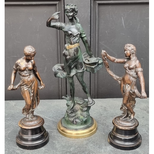 1328 - Three bronze figures, largest 40cm high.