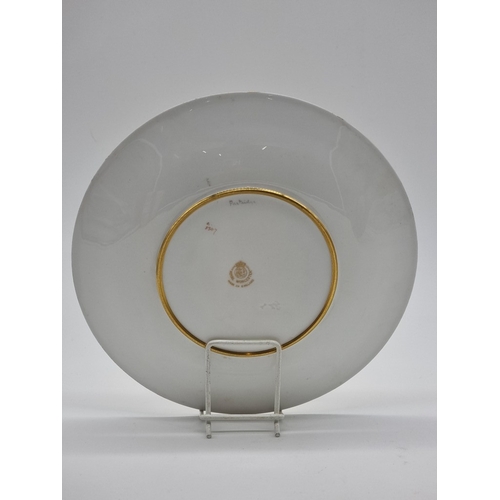 1389 - A good set of six Royal Worcester cabinet plates, each finely painted with a Game Bird by James Stin... 