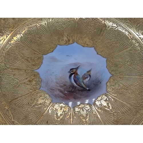 1389 - A good set of six Royal Worcester cabinet plates, each finely painted with a Game Bird by James Stin... 