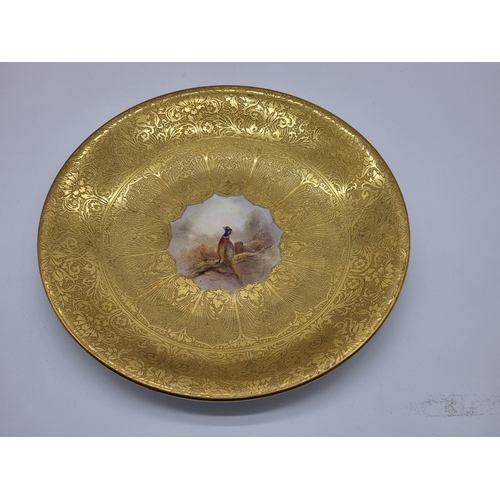 1389 - A good set of six Royal Worcester cabinet plates, each finely painted with a Game Bird by James Stin... 