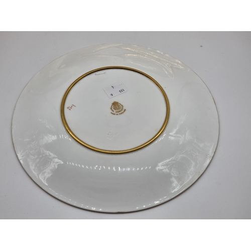 1389 - A good set of six Royal Worcester cabinet plates, each finely painted with a Game Bird by James Stin... 