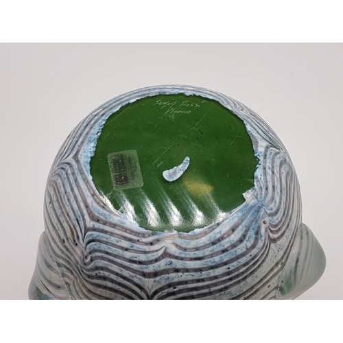 1503 - A Murano 'Iridato' glass vase, by Sergio Rossi, signed and labelled, 18.5cm high.