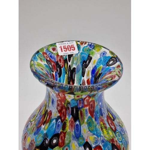 1505 - A Murano style 'Millefiori' glass vase, 31cm high.