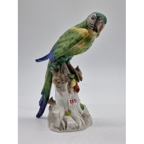 1575 - Three similar Continental porcelain Parrots, largest 30cm high, (s.d. to largest and smallest).... 