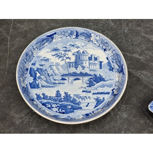 1596 - A collection of 19th century blue and white pottery.