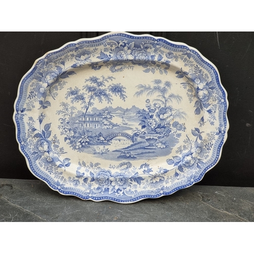 1596 - A collection of 19th century blue and white pottery.