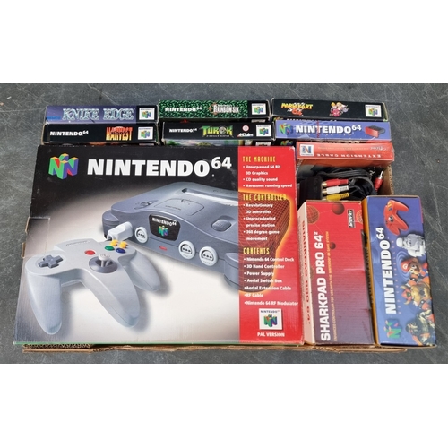1647 - Video Games: a Nintendo 64 console; together with one official and one third party controller; an 'E... 