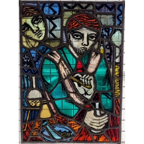 1670 - A good stained and leaded glass panel, 63.5 x 45.5cm.