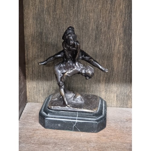 1536 - A patinated figure group of the three wise monkeys, on trefoil base, 6cm high; together with a bronz... 