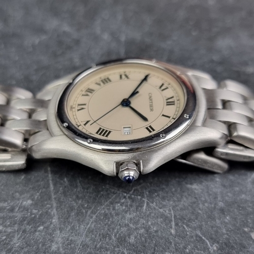 21 - A 1990s Cartier 'Cougar Panthere' stainless steel quartz wristwatch, 33mm, Ref. 987904, boxed with m... 