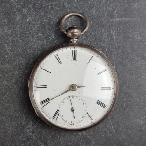 A mid-19th century silver open face key wind fusee pocket watch, 46mm ...
