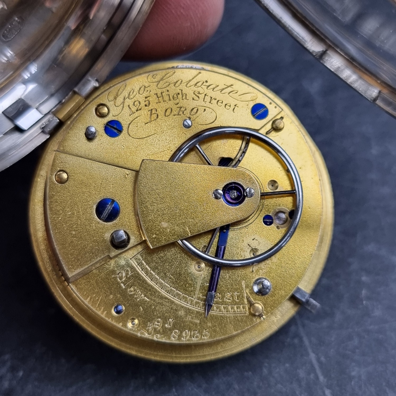 A mid-19th century silver open face key wind fusee pocket watch, 46mm ...