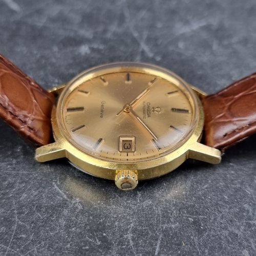 29 - A 1970 Omega 'Geneve' 18ct gold automatic wristwatch, 34mm, Ref. 166.070, Cal. 565, on later strap w... 
