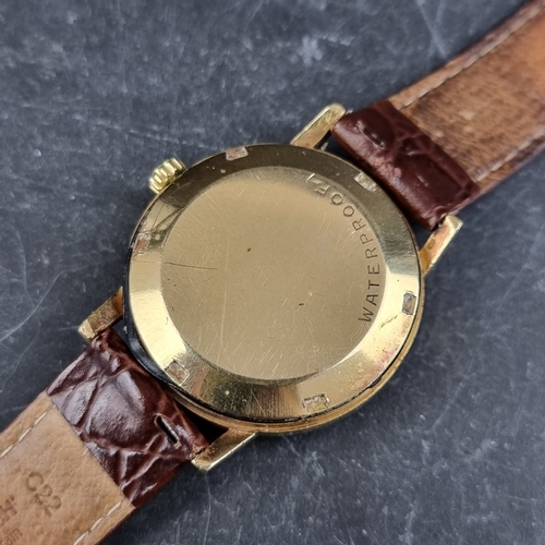 29 - A 1970 Omega 'Geneve' 18ct gold automatic wristwatch, 34mm, Ref. 166.070, Cal. 565, on later strap w... 