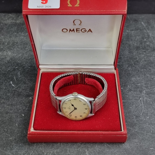 9 - A circa 1943 military issue RAF Omega aluminium alloy and stainless steel manual wind pilot's wristw... 