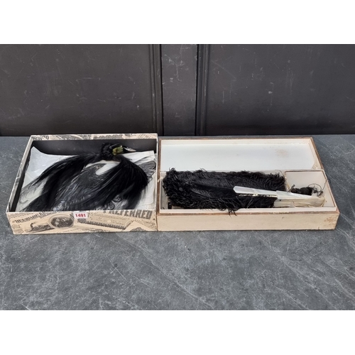 A collection of fans, to include a feather example; together with other ...