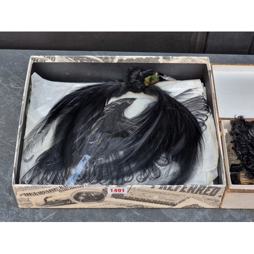 A collection of fans, to include a feather example; together with other ...
