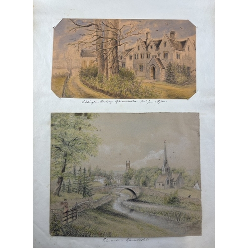 1 - ROUPELL FAMILY: a large watercolour album circa 1850-70, approx 50 watercolours and sketches, corner... 