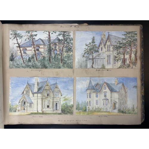 1 - ROUPELL FAMILY: a large watercolour album circa 1850-70, approx 50 watercolours and sketches, corner... 