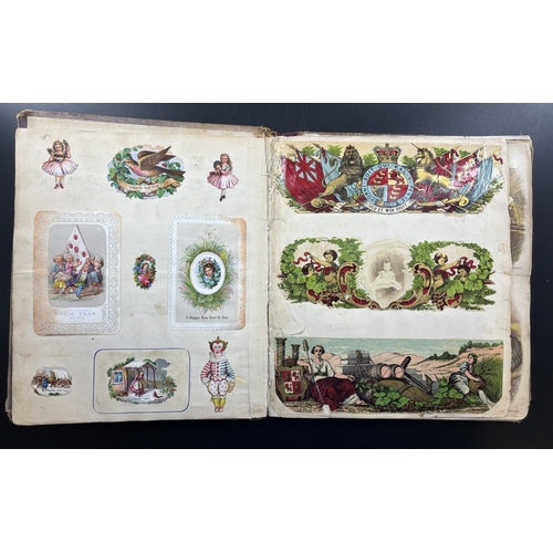18 - SCRAP ALBUMS: a group of three 19th century albums, each filled with diverse array of printed scraps... 
