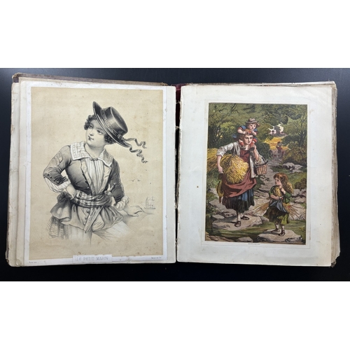 18 - SCRAP ALBUMS: a group of three 19th century albums, each filled with diverse array of printed scraps... 