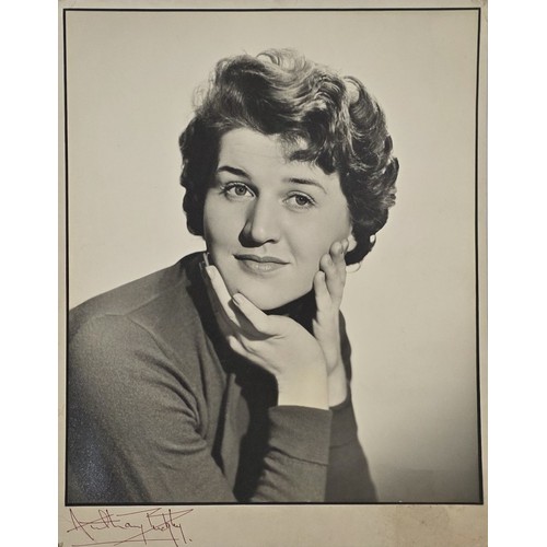 (DPR) STUDIO PORTRAITS: two large black and white studio portraits of Patricia Routledge by Anthony Buckley, signed by photographer lower left, approx 27 x 33.5cm, studio stamp and theatre work label to verso, latter inscribed by the sitter. (2)