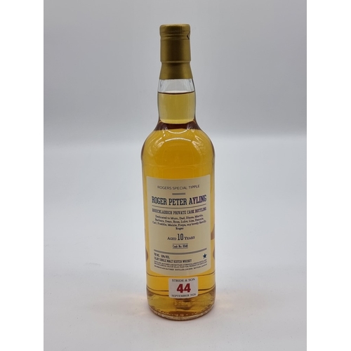 44 - A 70cl bottle of Bruichladdich 10 Year Old Private Bottling Whisky, 50% abv.