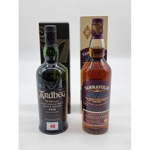 48 - Two 70cl bottle of Whisky, comprising: Ardbeg 10 Year Old; and Tamnavulin 'Red Wine Cask Edition' No... 