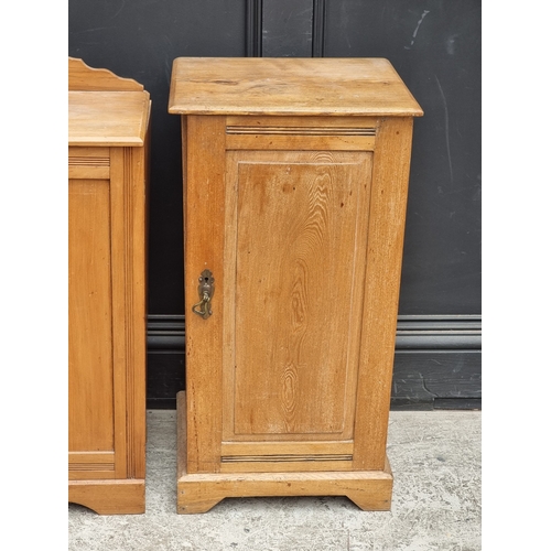 1010 - A late Victorian ash bedside cupboard, 39.5cm wide; together with a similar satin walnut example, (d... 