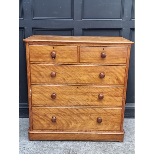 1023 - A Victorian satin birch chest of drawers, 107.5cm wide.