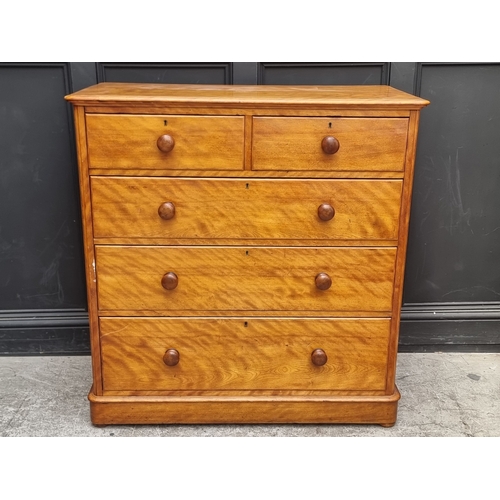 1023 - A Victorian satin birch chest of drawers, 107.5cm wide.