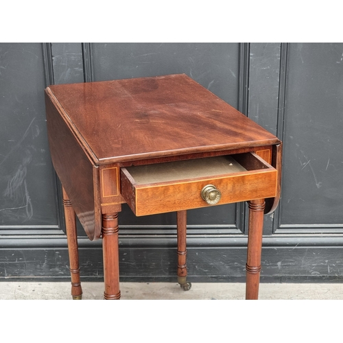 1029 - A 19th century mahogany and line inlaid Pembroke table, 61.5cm wide.