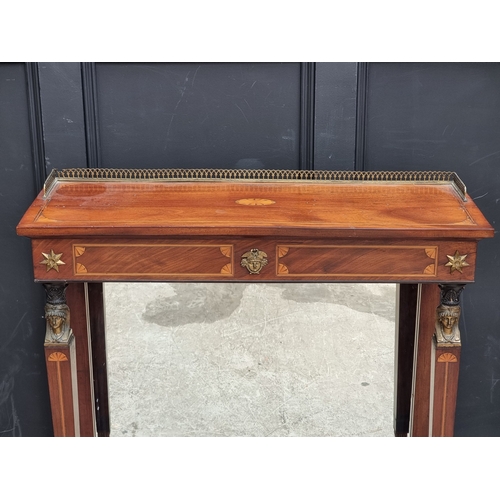 1031 - An Empire style mahogany and inlaid pier table, with mirror panel, 87.5cm wide.