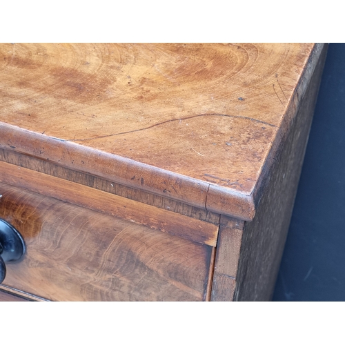 1035 - A Victorian mahogany chest of drawers, with bone inset knob handles, 92cm wide.
