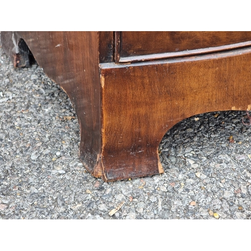 1042 - An old reproduction walnut bowfront narrow chest of drawers, 47.5cm wide.