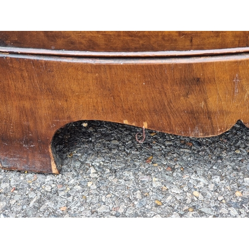 1042 - An old reproduction walnut bowfront narrow chest of drawers, 47.5cm wide.