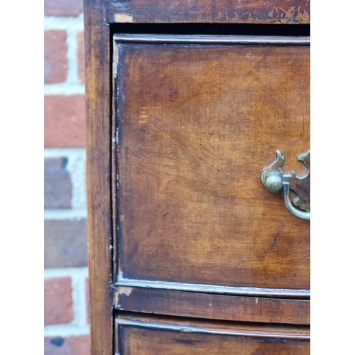 1042 - An old reproduction walnut bowfront narrow chest of drawers, 47.5cm wide.