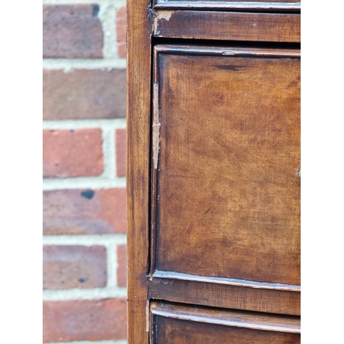 1042 - An old reproduction walnut bowfront narrow chest of drawers, 47.5cm wide.