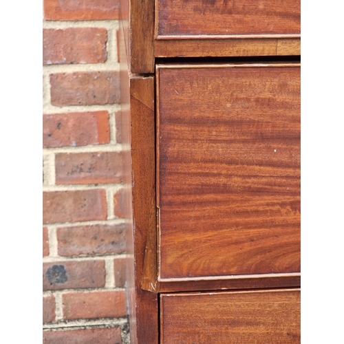 1046 - A large George III mahogany chest of drawers, in two parts, (probably on later feet), 113cm wide.... 